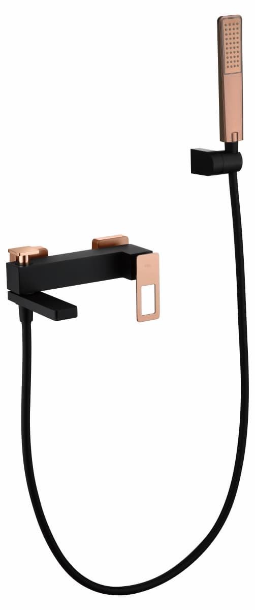 Griferia para baño / ducha monomando serie SUECIA acabado oro rosa brillo / negro mate - Imagen 2