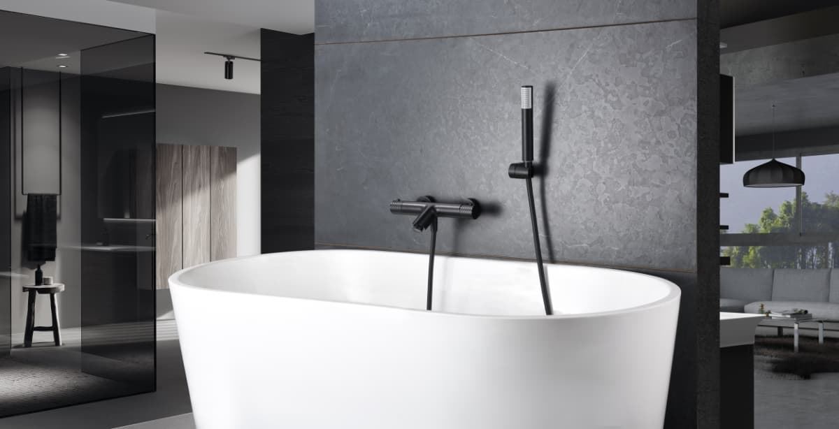 Griferia para baño / ducha Termostática serie GENOVA acabado negro mate - Imagen 1