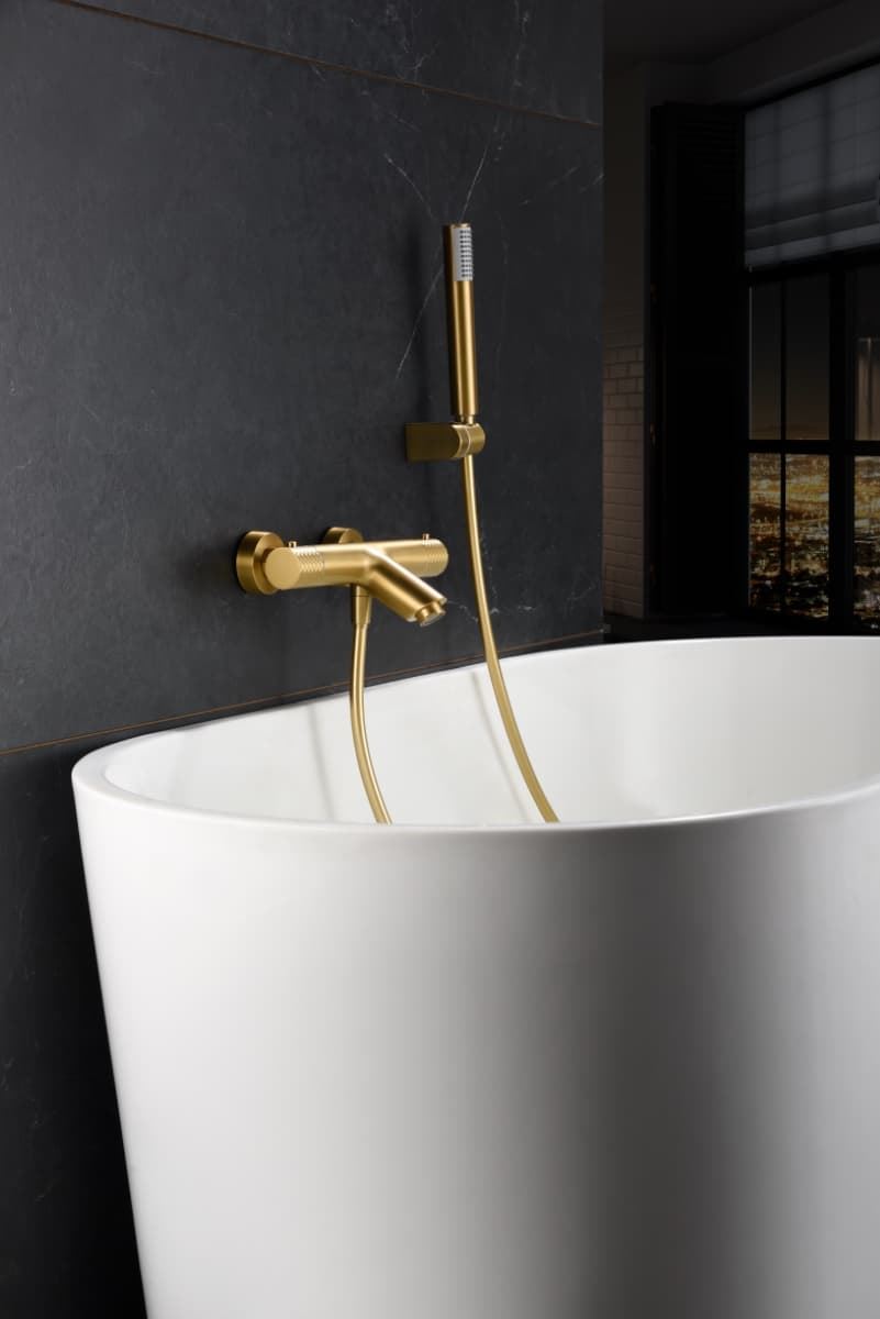 Griferia para baño / ducha Termostática serie GENOVA acabado oro cepillado - Imagen 1