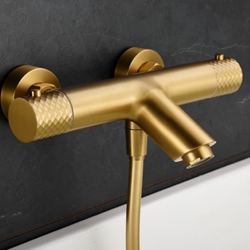 Griferia para baño / ducha Termostática serie GENOVA acabado oro cepillado - Imagen 2