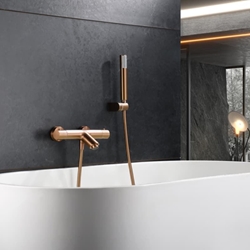 Griferia para baño / ducha Termostática serie GENOVA acabado oro rosa cepillado - Imagen 1