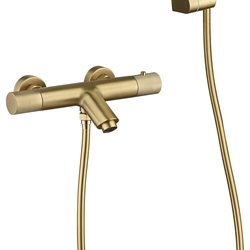 Griferia para baño / ducha Termostática serie LINE acabado oro cepillado - Imagen 2