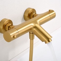 Griferia para baño / ducha Termostática serie MONZA acabado oro cepillado - Imagen 2