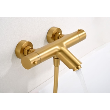 Griferia para baño / ducha Termostática serie MONZA acabado oro cepillado - Imagen 2