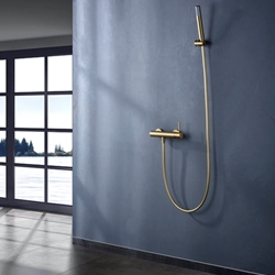 Griferia para ducha monomando serie MONZA acabado oro cepillado - Imagen 1