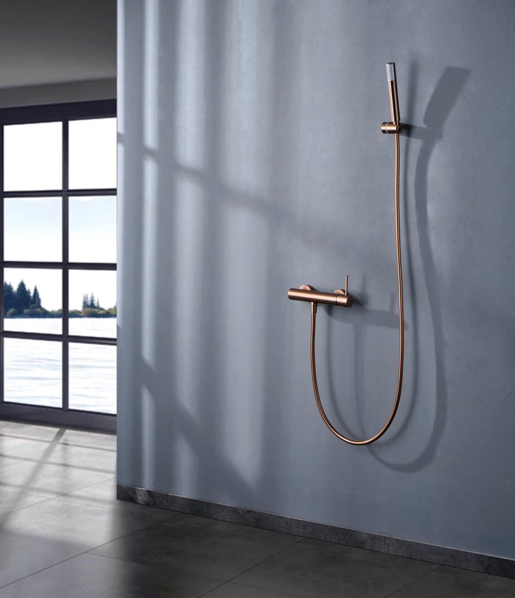 Griferia para ducha monomando serie MONZA acabado oro rosa cepillado - Imagen 1