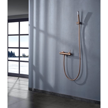 Griferia para ducha monomando serie MONZA acabado oro rosa cepillado - Imagen 1