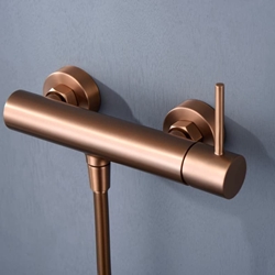 Griferia para ducha monomando serie MONZA acabado oro rosa cepillado - Imagen 2