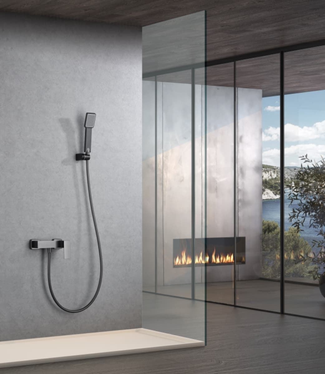 Griferia para ducha monomando serie PISA acabado negro gun metal - Imagen 1