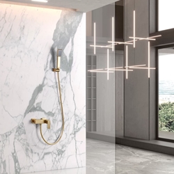 Griferia para ducha monomando serie PISA acabado oro cepillado - Imagen 1