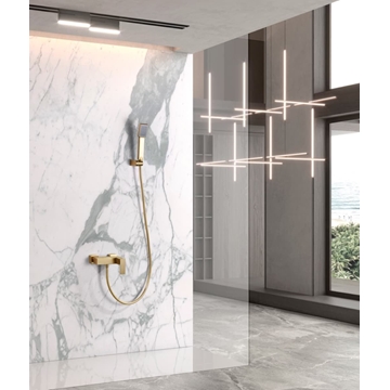 Griferia para ducha monomando serie PISA acabado oro cepillado - Imagen 1