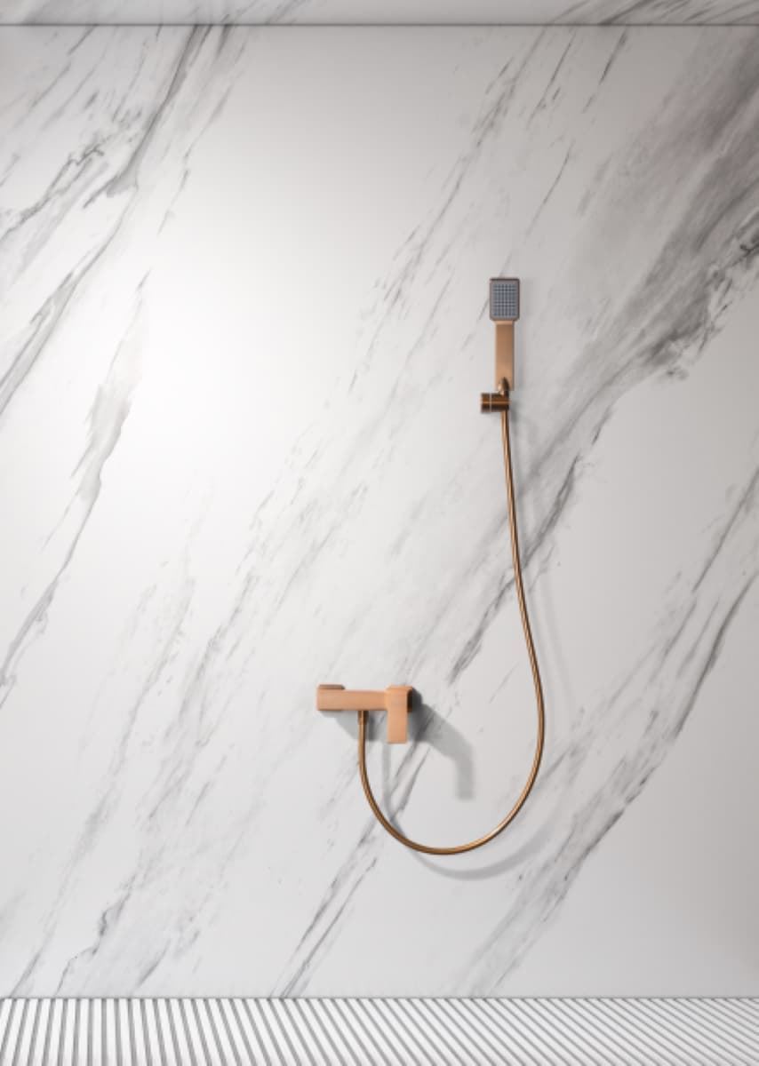 Griferia para ducha monomando serie PISA acabado oro rosa cepillado - Imagen 1