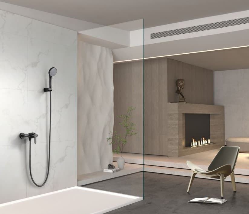 Griferia para ducha monomando serie ROMA acabado negro mate - Imagen 1