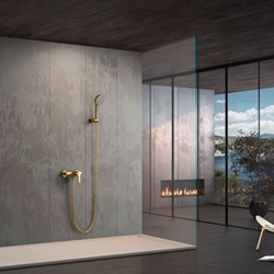 Griferia para ducha monomando serie ROMA acabado oro cepillado - Imagen 1