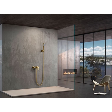 Griferia para ducha monomando serie ROMA acabado oro cepillado - Imagen 1