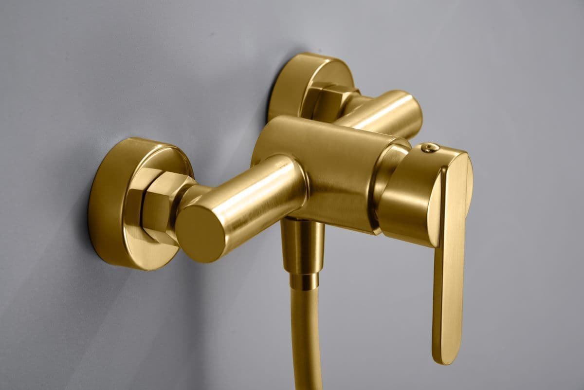 Griferia para ducha monomando serie ROMA acabado oro cepillado - Imagen 3