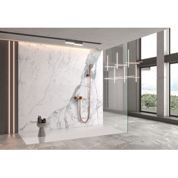 Griferia para ducha monomando serie ROMA acabado oro rosa cepillado - Imagen 1