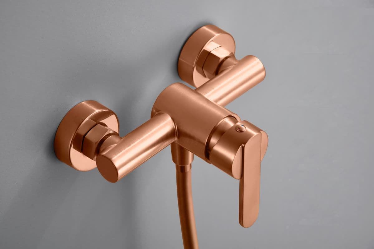 Griferia para ducha monomando serie ROMA acabado oro rosa cepillado - Imagen 3
