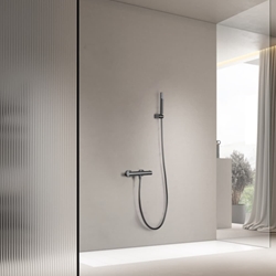 Griferia para ducha Termostática serie GENOVA acabado negro gun metal - Imagen 1