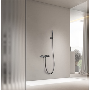 Griferia para ducha Termostática serie GENOVA acabado negro gun metal - Imagen 1