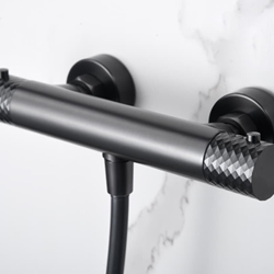 Griferia para ducha Termostática serie GENOVA acabado negro gun metal - Imagen 2