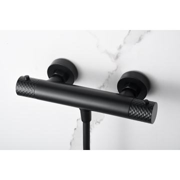 Griferia para ducha Termostática serie GENOVA acabado negro mate - Imagen 2