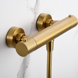Griferia para ducha Termostática serie GENOVA acabado oro cepillado - Imagen 2