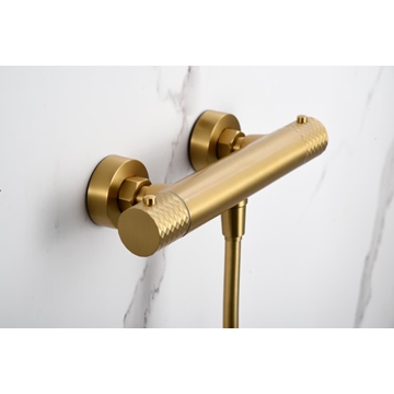 Griferia para ducha Termostática serie GENOVA acabado oro cepillado - Imagen 2