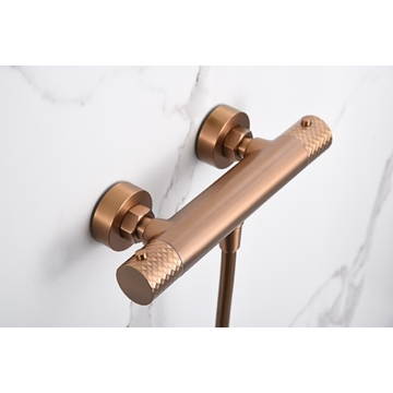 Griferia para ducha Termostática serie GENOVA acabado oro rosa cepillado - Imagen 2