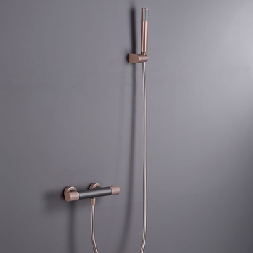 Griferia para ducha Termostática serie LINE acabado gris mate / champagne - Imagen 1