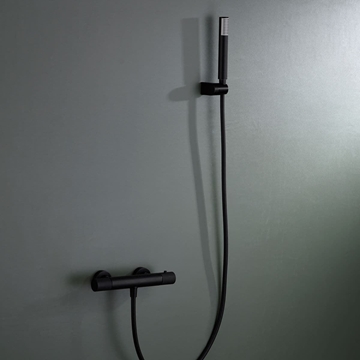 Griferia para ducha Termostática serie LINE acabado negro mate - Imagen 1