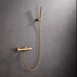 Griferia para ducha Termostática serie LINE acabado oro cepillado - Imagen 1