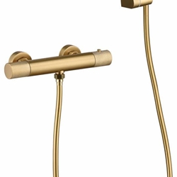 Griferia para ducha Termostática serie LINE acabado oro cepillado - Imagen 2