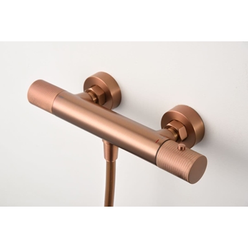 Griferia para ducha Termostática serie LINE acabado oro rosa cepillado - Imagen 2