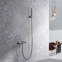 Griferia para ducha Termostática serie MONZA acabado negro gun metal - Imagen 1