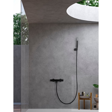 Griferia para ducha Termostática serie MONZA acabado negro mate - Imagen 1