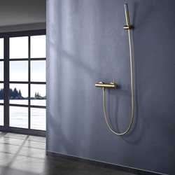 Griferia para ducha Termostática serie MONZA acabado oro cepillado - Imagen 1