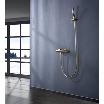 Griferia para ducha Termostática serie MONZA acabado oro cepillado - Imagen 1