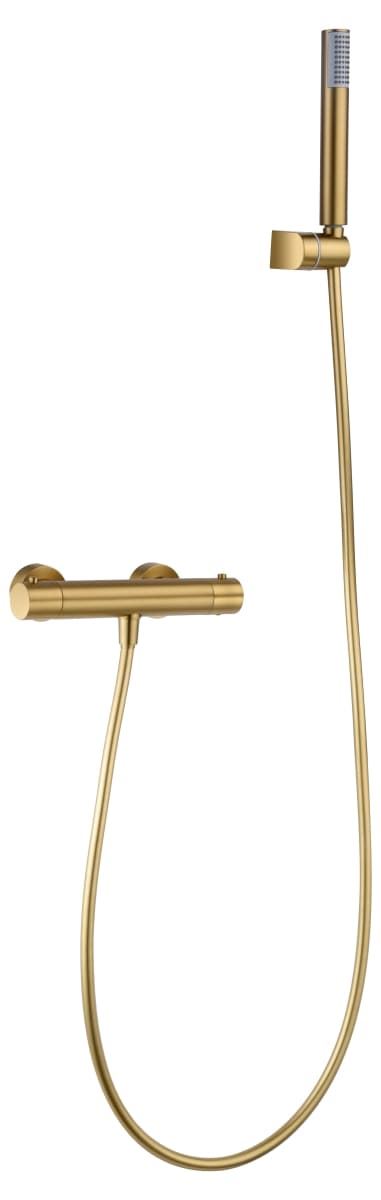 Griferia para ducha Termostática serie MONZA acabado oro cepillado - Imagen 2
