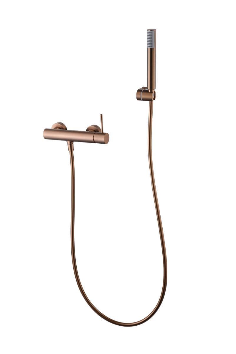 Griferia para ducha Termostática serie MONZA acabado oro rosa cepillado - Imagen 1