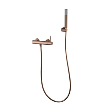 Griferia para ducha Termostática serie MONZA acabado oro rosa cepillado - Imagen 1