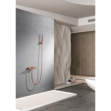 Griferia para ducha Termostática serie MONZA acabado oro rosa cepillado - Imagen 1