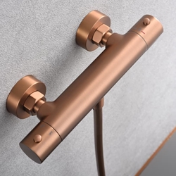 Griferia para ducha Termostática serie MONZA acabado oro rosa cepillado - Imagen 2