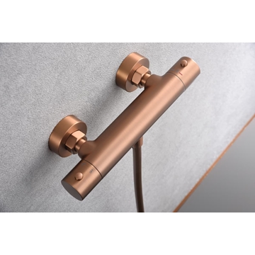 Griferia para ducha Termostática serie MONZA acabado oro rosa cepillado - Imagen 2