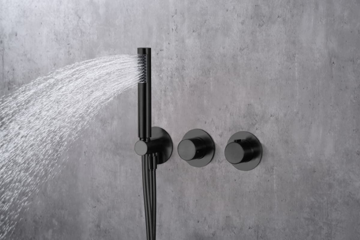 Griferia termostatica empotrada serie ASSEN acabado negro mate - Imagen 2