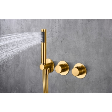 Griferia termostatica empotrada serie ASSEN acabado oro cepillado - Imagen 2