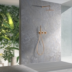 Griferia termostatica empotrada serie ASSEN acabado oro rosa cepillado - Imagen 1