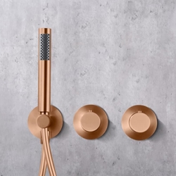 Griferia termostatica empotrada serie ASSEN acabado oro rosa cepillado - Imagen 2