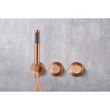 Griferia termostatica empotrada serie ASSEN acabado oro rosa cepillado - Imagen 2