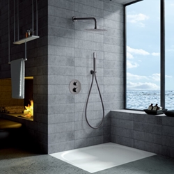 Griferia termostatica empotrada serie GENOVA acabado negro gun metal - Imagen 1